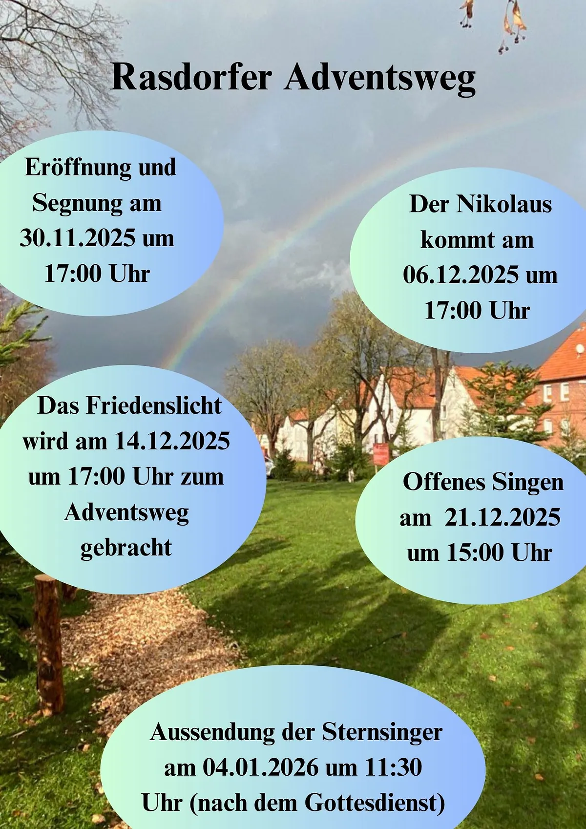 Einzeltermine für Veranstaltungen am Rasdorfer Adventsweg